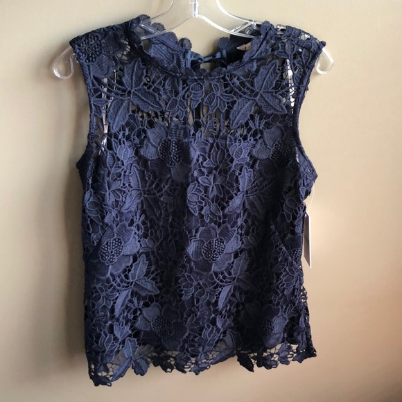 NWT Nanette Lepore Sleeveless Lace Trim Top - Picture 2 of 8